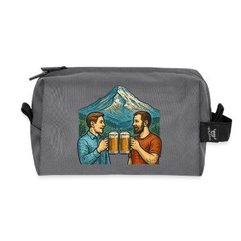 Mountain scenery Beer friends toast - Recycled Toiletry Zip Bag - anthracite - Front