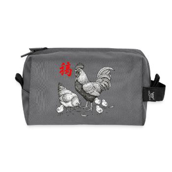 Élevage de poulets asiatiques - Trousse de toilette en tissu recyclé - anthracite - Devant