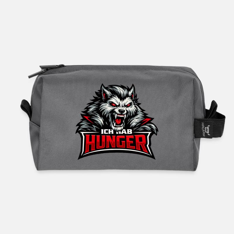 Böser Werwolf: "Ich hab Hunger" Spruch - Recycelte Kulturtasche - Anthrazit