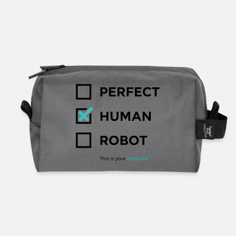 Perfekt, Mensch, Roboter – Erinnerung / angekreuzt - Recycelte Kulturtasche - Anthrazit