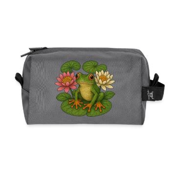 Grüner Frosch unter Lotuslilien - Recycelte Kulturtasche - Anthrazit - Vorne