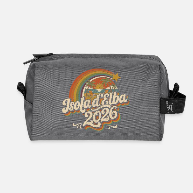 Isola d'Elba 2026 Retro Strand-Logo - Recycelte Kulturtasche - Anthrazit