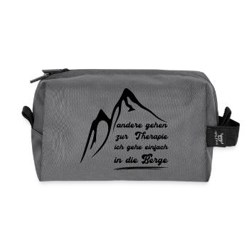 Ich gehe nicht zur Therapie ich gehe in die Berge - Recycelte Kulturtasche - Anthrazit - Vorne