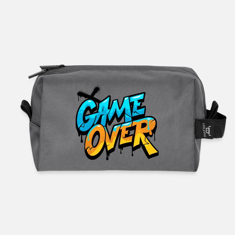Game Over Graffiti Glow - Recycled Toiletry Zip Bag - anthracite