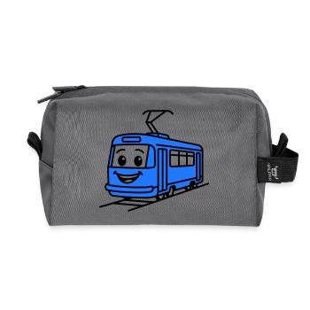 tram cartoon - Recycled Toiletry Zip Bag - anthracite - Front