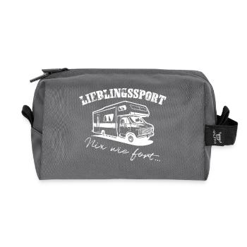 Favorite sport – Let's go on... Camper - Recycled Toiletry Zip Bag - anthracite - Front