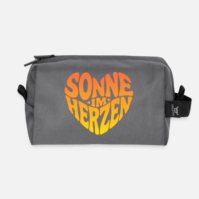 Sonne im Herzen - Recycelte Kulturtasche - Anthrazit