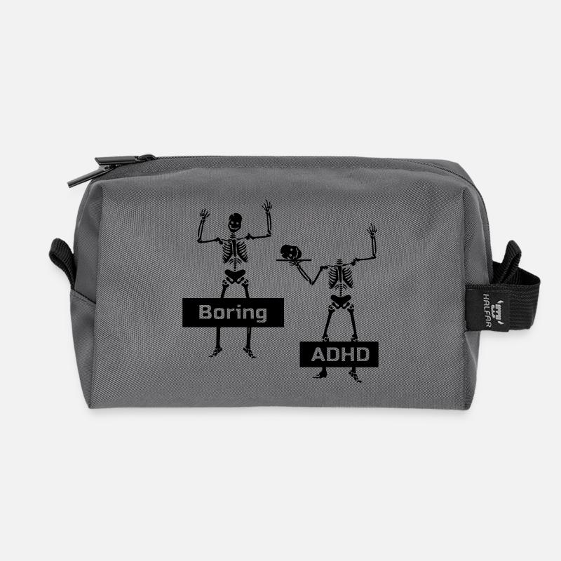 Boring vs ADHD ADHS Spruch Geschenk - Recycelte Kulturtasche - Anthrazit