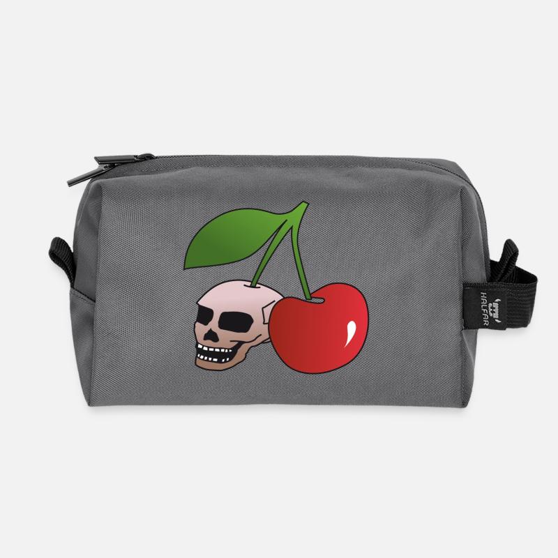 Totenkopf Kirsche - Recycelte Kulturtasche - Anthrazit