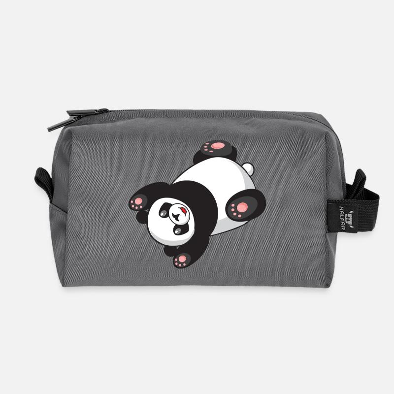Süsser Panda - Recycelte Kulturtasche - Anthrazit