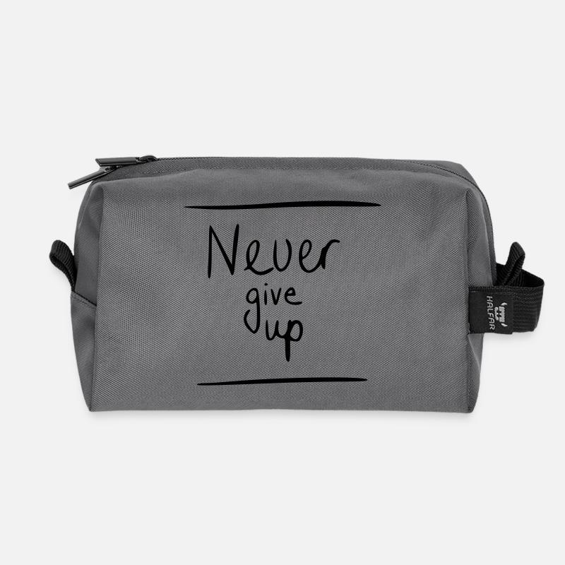 Never give up - Recycelte Kulturtasche - Anthrazit