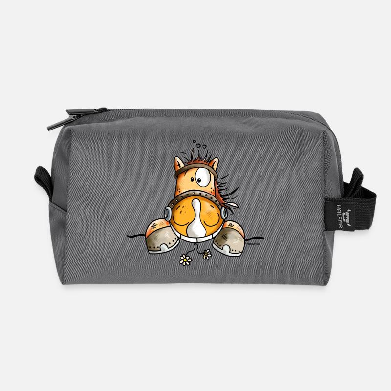 Neugieriges Pferd - Recycelte Kulturtasche - Anthrazit
