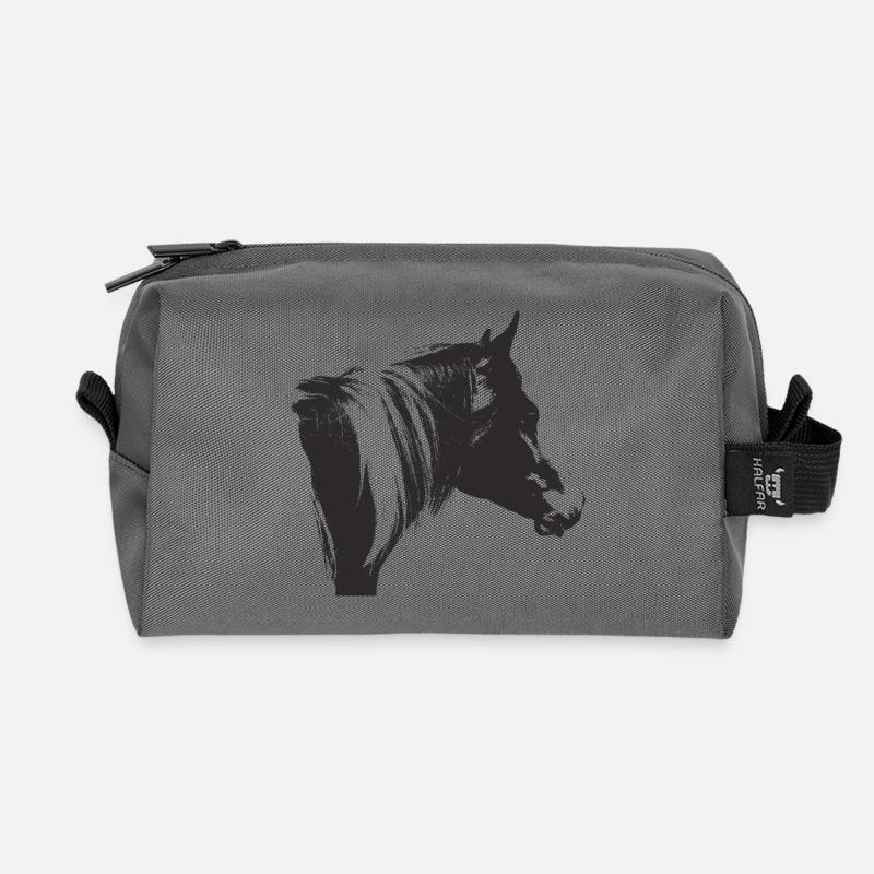 Lewitzer Schecke, Cheval Schecke, Équitation Pinto - Trousse de toilette en tissu recyclé - anthracite