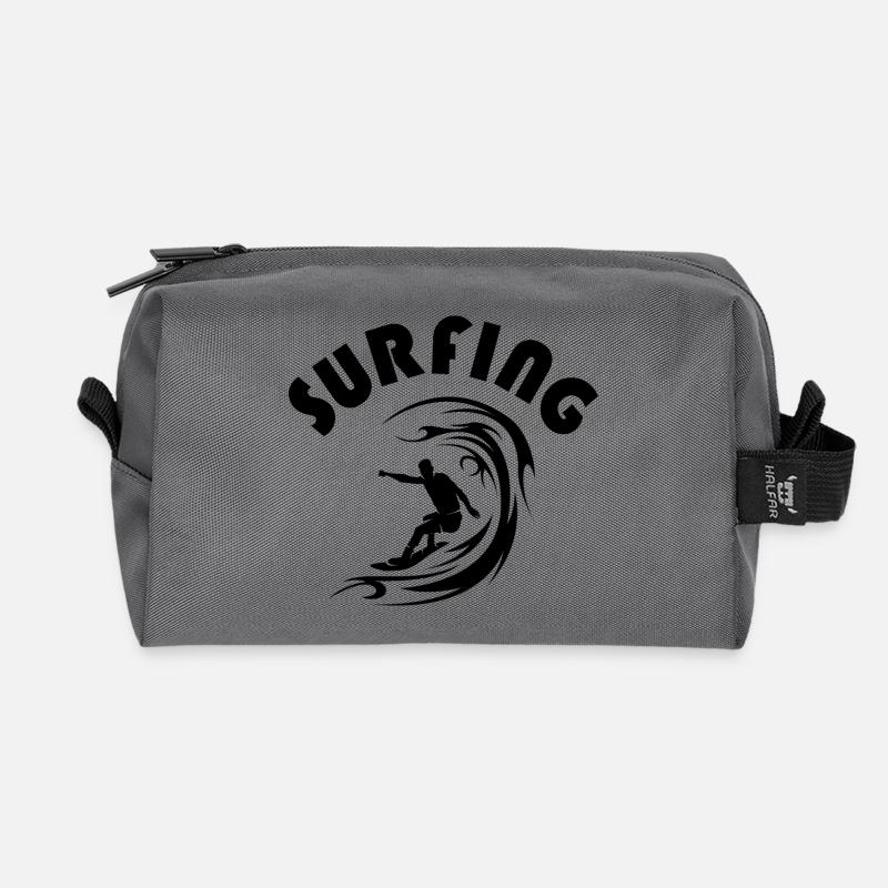 surfing waves surf surfer wellen team Logo icon - Recycelte Kulturtasche - Anthrazit