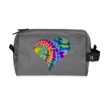 Tie Dye Herz - Recycelte Kulturtasche - Anthrazit - Vorne