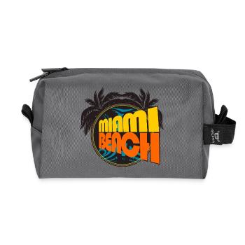 Miami Beach Retro Palms - Trousse de toilette en tissu recyclé - anthracite - Devant