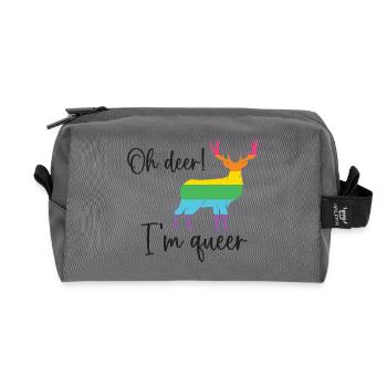 Pride Month LGBTQ - Oh Deer I'm Queer! - Recycled Toiletry Zip Bag - anthracite - Front