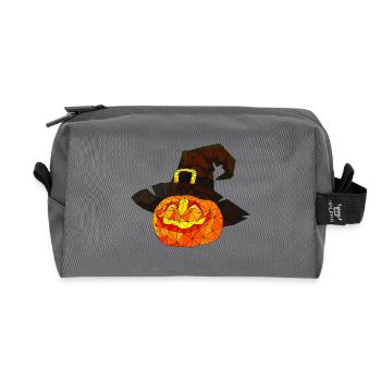 Polygonaler Halloween Kürbis dreieckige Poly Kunst - Recycelte Kulturtasche - Anthrazit - Vorne