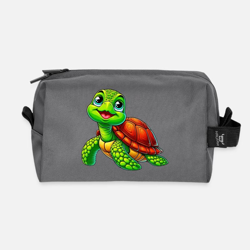 Schildkröte - Recycelte Kulturtasche - Anthrazit