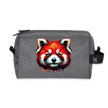 Red panda - Recycled Toiletry Zip Bag - anthracite - Front