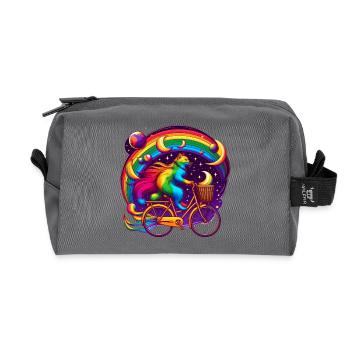 Chat sur un vélo aux couleurs de l’arc-en-ciel - Trousse de toilette en tissu recyclé - anthracite - Devant