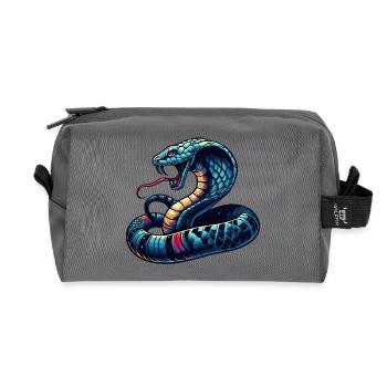 dynamic and colorful Cobra snake motif - Recycled Toiletry Zip Bag - anthracite - Front
