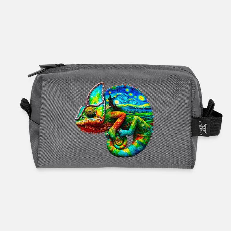 Van Gogh Chamäleon - Recycelte Kulturtasche - Anthrazit