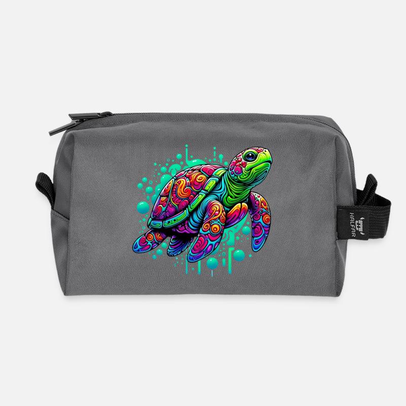 Schildkröte - Recycelte Kulturtasche - Anthrazit