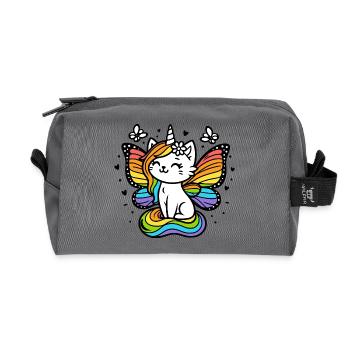 Chat licorne ailé (coloré) - Trousse de toilette en tissu recyclé - anthracite - Devant