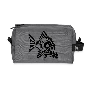 Carnivorous black fish - Recycled Toiletry Zip Bag - anthracite - Front