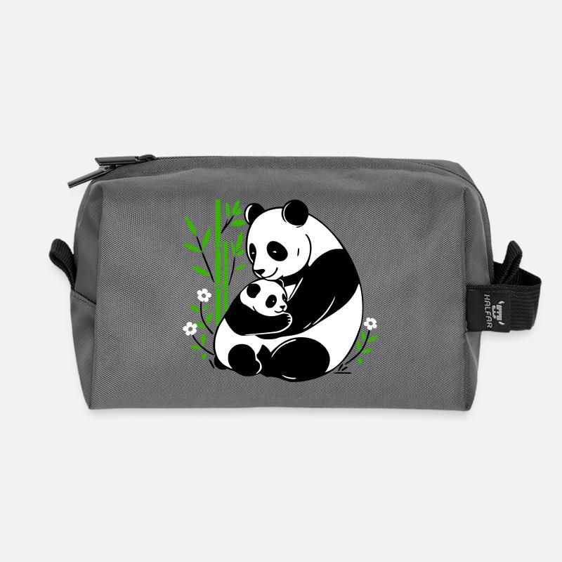 Panda Zärtlichkeit - Recycelte Kulturtasche - Anthrazit