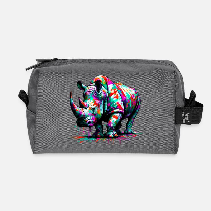 Nashorn - Recycelte Kulturtasche - Anthrazit