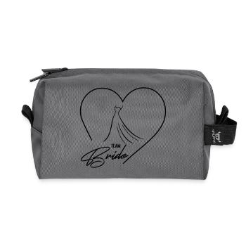 Team Bride! Heart & Wedding Dress, Customizable - Recycled Toiletry Zip Bag - anthracite - Front