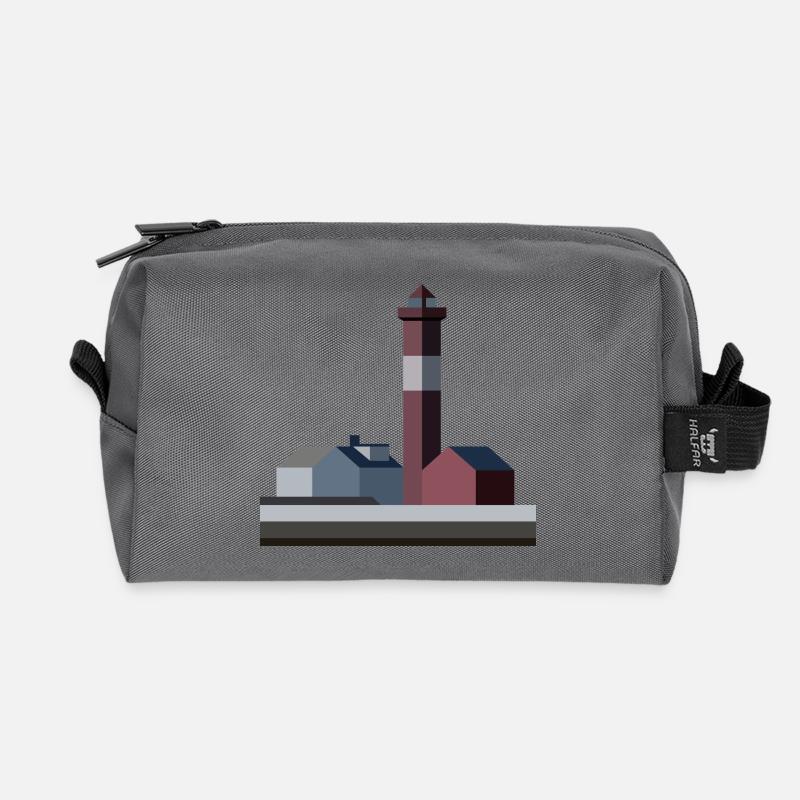 Stylized Starfish Lighthouse - Recycled Toiletry Zip Bag - anthracite