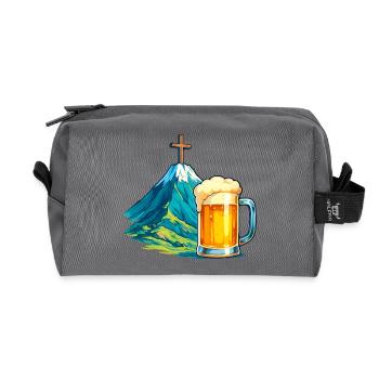 Mountain Cross Beer Festival Illustration - Recycled Toiletry Zip Bag - anthracite - Front