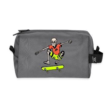 Neon Skate Skeleton – Ollie Retro 90s - Recycled Toiletry Zip Bag - anthracite - Front