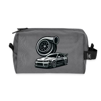 Detailreiche Automobil- und Turbinensilhouette - Recycelte Kulturtasche - Anthrazit - Vorne