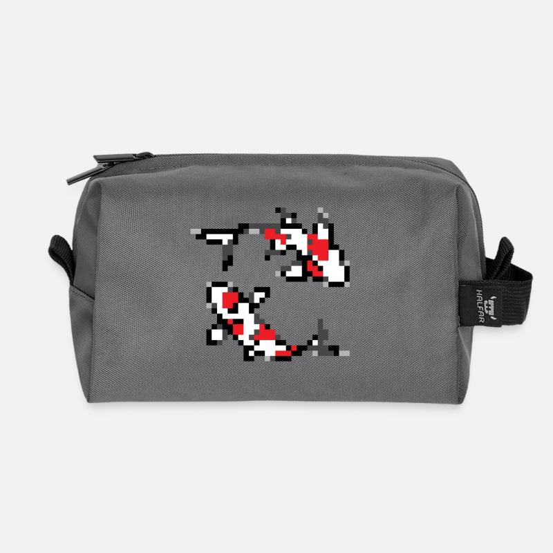 pixelart koi - Recycled Toiletry Zip Bag - anthracite