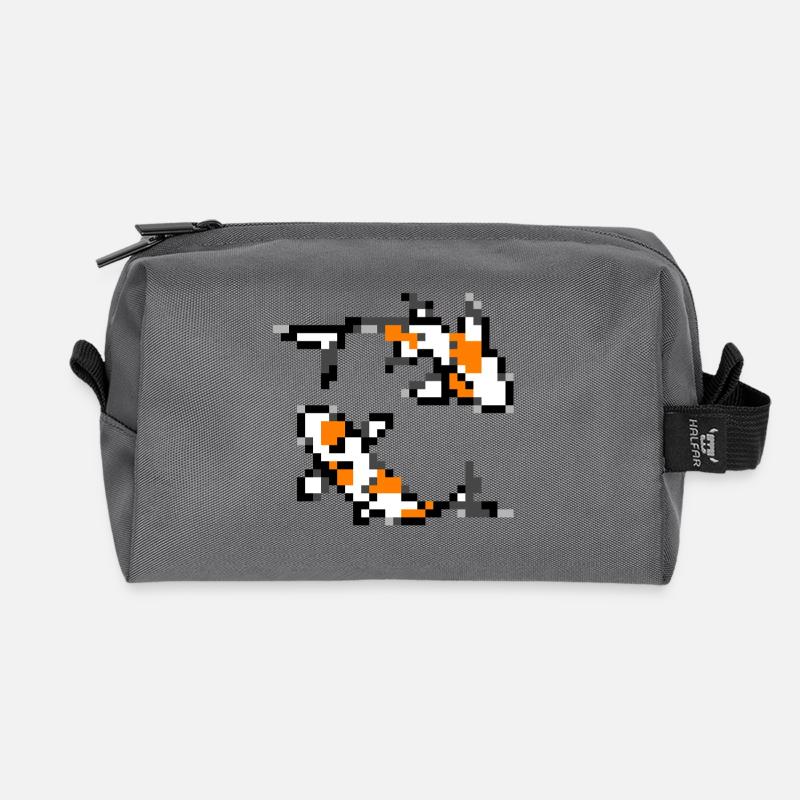 pixelart koi - Recycled Toiletry Zip Bag - anthracite
