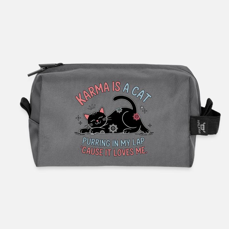 Karma ist eine Katze – Peaceful Cat Design - Recycelte Kulturtasche - Anthrazit