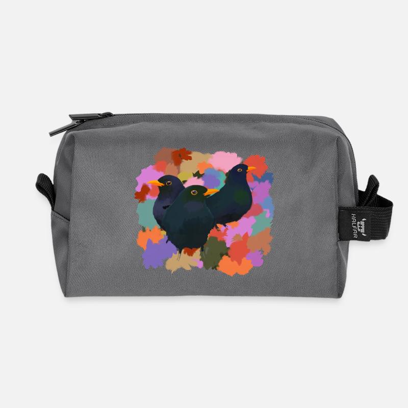 Drei freundliche Vögel an einem schönen Herbsttag - Recycelte Kulturtasche - Anthrazit