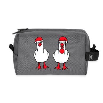 2 Seagulls Middle Finger Insult Christmas Team - Recycled Toiletry Zip Bag - anthracite - Front
