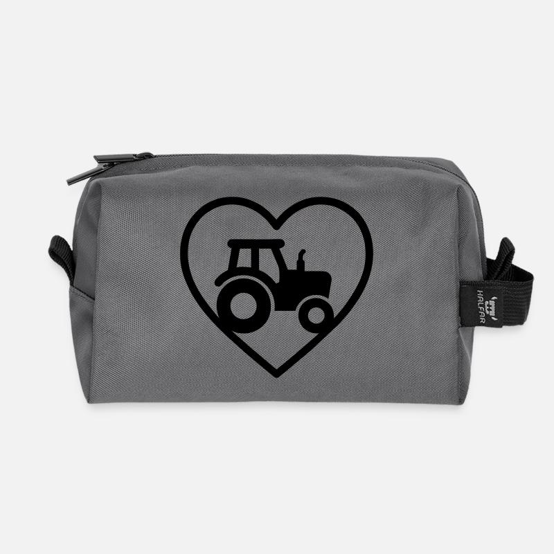 Heart Tractor – Farmer Passion Design - Recycled Toiletry Zip Bag - anthracite
