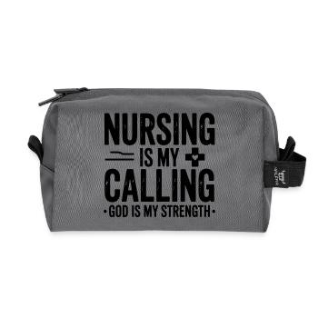 Pflege Nursing Is My Calling God Is My Strength - Recycled Toiletry Zip Bag - anthracite - Front
