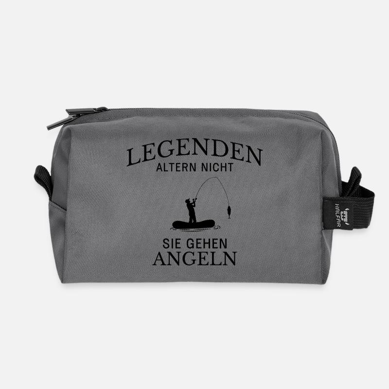 Legenden gehen Angeln Spruch - Recycelte Kulturtasche - Anthrazit