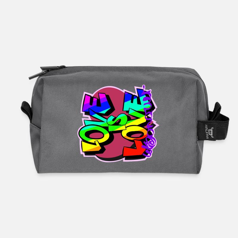 Bunte Graffiti-Wörter - Recycelte Kulturtasche - Anthrazit