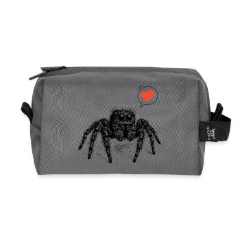 Araignée sauteuse avec le cœur - Trousse de toilette en tissu recyclé - anthracite - Devant