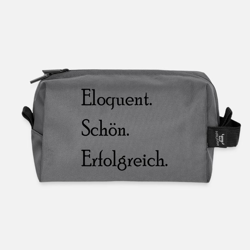 Eloquent. Schön. Erfolgreich. Statement Spruch - Recycelte Kulturtasche - Anthrazit
