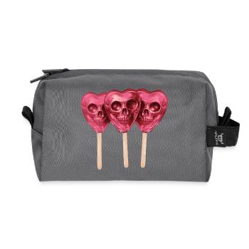 Pink Skull Lollis - Recycled Toiletry Zip Bag - anthracite - Front