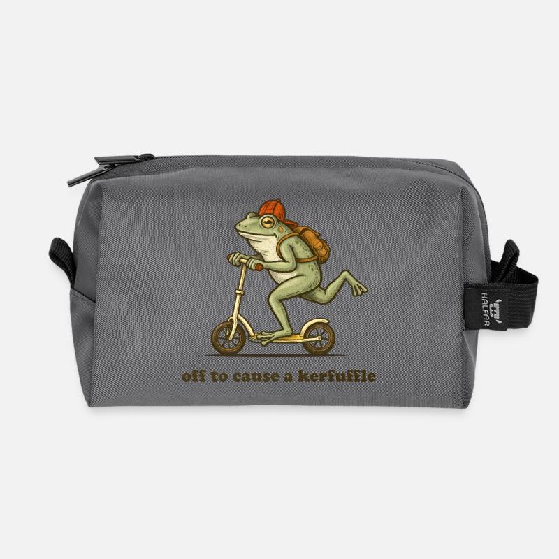 Off to cause a kerfuffle - Recycled Toiletry Zip Bag - anthracite
